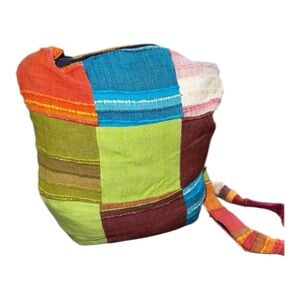 Patchwork Hobo Crossbody Sling Market Bag Bohemian Hippie Artisan Oversized